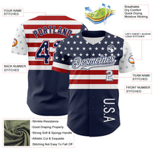 Charger l&#39;image dans la galerie, Custom Navy Star Red-White 3D American Flag Authentic Baseball Jersey
