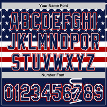 Charger l&#39;image dans la galerie, Custom Navy Star Red-White 3D American Flag Authentic Baseball Jersey
