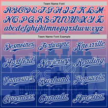 Load image into Gallery viewer, Custom Pink Royal Blue-White 3D Pattern Design Boston Cityscape Sunset Authentic Baseball Jersey
