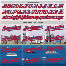 Load image into Gallery viewer, Custom White Fire Red-Blue 3D Pattern Design Detroit Cityscape Skyline Authentic Baseball Jersey
