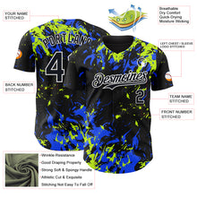 Load image into Gallery viewer, Custom Black Royal Neon Green-White 3D Pattern Design Splash Authentic Baseball Jersey
