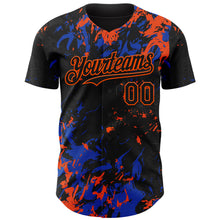 Load image into Gallery viewer, Custom Black Thunder Blue-Orange 3D Pattern Design Splash Authentic Baseball Jersey
