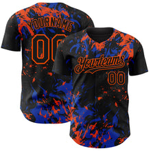 Load image into Gallery viewer, Custom Black Thunder Blue-Orange 3D Pattern Design Splash Authentic Baseball Jersey
