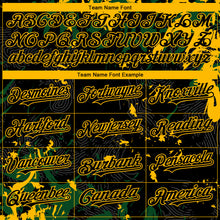 Load image into Gallery viewer, Custom Black Green-Gold 3D Pattern Design Splash Authentic Baseball Jersey

