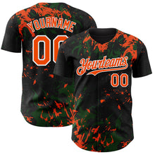Load image into Gallery viewer, Custom Black Orange Green-White 3D Pattern Design Splash Authentic Baseball Jersey
