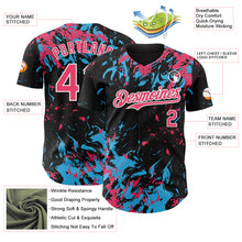 Charger l'image dans la galerie, Custom Black Neon Pink Sky Blue-White 3D Pattern Design Splash Authentic Baseball Jersey

