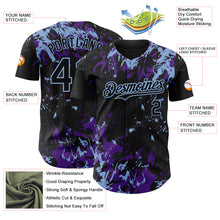 Load image into Gallery viewer, Custom Black Purple-Light Blue 3D Pattern Design Splash Authentic Baseball Jersey
