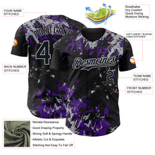 Load image into Gallery viewer, Custom Black Purple-Gray 3D Pattern Design Splash Authentic Baseball Jersey

