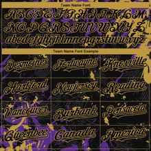 Load image into Gallery viewer, Custom Black Purple-Old Gold 3D Pattern Design Splash Authentic Baseball Jersey
