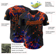 Load image into Gallery viewer, Custom Black Royal-Orange 3D Pattern Design Splash Authentic Baseball Jersey
