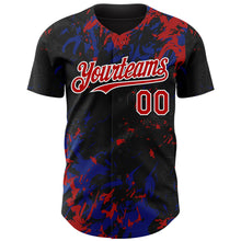Загрузить изображение в средство просмотра галереи, Custom Black Red Royal-White 3D Pattern Design Splash Authentic Baseball Jersey
