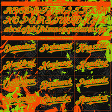 Charger l'image dans la galerie, Custom Black Orange-Neon Green 3D Pattern Design Splash Authentic Baseball Jersey
