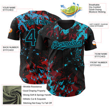 Charger l'image dans la galerie, Custom Black Crimson-Lakes Blue 3D Pattern Design Splash Authentic Baseball Jersey
