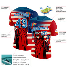 Charger l&#39;image dans la galerie, Custom Red Blue-White 3D Pickleball Paddles Balls American Flag Statue Of Liberty Performance T-Shirt
