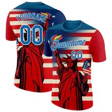 Charger l&#39;image dans la galerie, Custom Red Blue-White 3D Pickleball Paddles Balls American Flag Statue Of Liberty Performance T-Shirt
