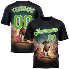 Charger l&#39;image dans la galerie, Custom Blue Aurora Green-White 3D Funny Pickleball Paddles Balls West Cowboy Performance T-Shirt
