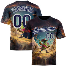 Charger l&#39;image dans la galerie, Custom Blue Navy-White 3D Funny Pickleball Paddles Balls West Cowboy Performance T-Shirt
