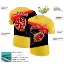 Загрузить изображение в средство просмотра галереи, Custom Yellow Red Black-White 3D Flame Pickleball Paddles Balls Performance T-Shirt
