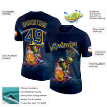Charger l&#39;image dans la galerie, Custom Navy Royal-Yellow 3D Funny Pickleball Paddles Balls Beer Performance T-Shirt
