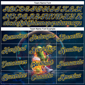 Custom Navy Royal-Yellow 3D Funny Pickleball Paddles Balls Beer Performance T-Shirt