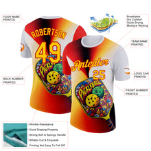 Загрузить изображение в средство просмотра галереи, Custom White Yellow-Red 3D Graffiti Pickleball Paddles Balls Performance T-Shirt
