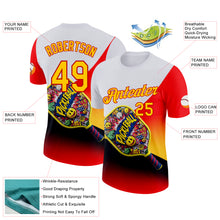 Загрузить изображение в средство просмотра галереи, Custom White Yellow-Red 3D Graffiti Pickleball Paddles Balls Performance T-Shirt
