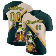 Загрузить изображение в средство просмотра галереи, Custom Green Old Gold-Cream 3D Funny Pickleball Paddles Balls Beer Performance T-Shirt
