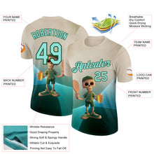Загрузить изображение в средство просмотра галереи, Custom Cream Ice Blue-Green 3D Funny Pickleball Paddles Skeleton Performance T-Shirt
