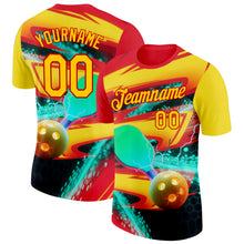 Charger l&#39;image dans la galerie, Custom Red Yellow-Blue 3D Pickleball Paddles Balls Performance T-Shirt
