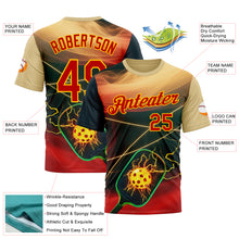 Laden Sie das Bild in den Galerie-Viewer, Custom Cream Red Blue-Yellow 3D Charged Pickleball Paddles Balls Performance T-Shirt
