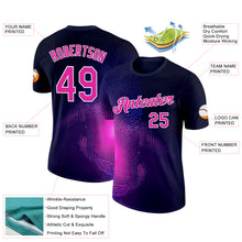 Load image into Gallery viewer, Custom Navy Deep Pink-White 3D Pattern Design Gradient Neon Sport Wear Performance T-Shirt
