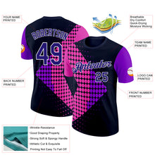 Charger l&#39;image dans la galerie, Custom Navy Dark Purple Pink-White 3D Pattern Design Neon Dots Sport Wear Performance T-Shirt

