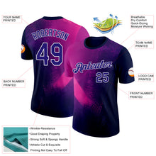 Загрузить изображение в средство просмотра галереи, Custom Navy Dark Purple Pink-White 3D Pattern Design Gradient Neon Sport Wear Performance T-Shirt
