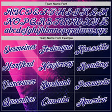 Загрузить изображение в средство просмотра галереи, Custom Navy Dark Purple Pink-White 3D Pattern Design Gradient Neon Sport Wear Performance T-Shirt
