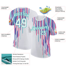 Load image into Gallery viewer, Custom White Aqua 3D Pattern Design Stripe Sportswear Performance T-Shirt
