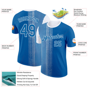 Custom Blue White 3D Pattern Design Finland Greece Sportswear Performance T-Shirt