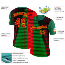 Загрузить изображение в средство просмотра галереи, Custom Green Red-Yellow 3D Pattern Design Mexico Stripe Sport Wear Performance T-Shirt
