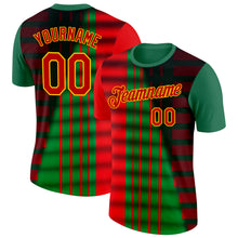 Загрузить изображение в средство просмотра галереи, Custom Green Red-Yellow 3D Pattern Design Mexico Stripe Sport Wear Performance T-Shirt
