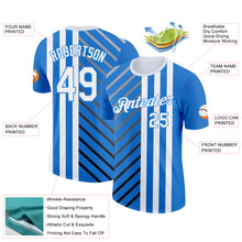 Laden Sie das Bild in den Galerie-Viewer, Custom Blue White Powder Blue Gray-Black 3D Pattern Design Argentina Stripe Sport Wear Performance T-Shirt
