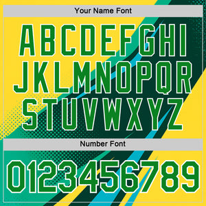 Custom Yellow Grass Green Blue-White 3D Pattern Design Brazil Sport Wear Performance T-Shirt