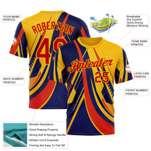 Load image into Gallery viewer, Custom Yellow Red-Blue 3D Pattern Design Romania Colombia Sport Wear Performance T-Shirt
