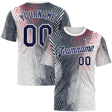 Custom White Navy 3D Pattern Design Gradient Dots Sport Wear Performance T-Shirt