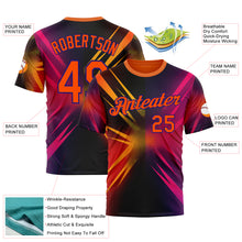 Загрузить изображение в средство просмотра галереи, Custom Orange Pink-Dark Purple 3D Pattern Design Gradient Sportswear Performance T-Shirt
