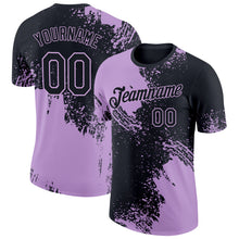 Load image into Gallery viewer, Custom Black Light Purple 3D Pattern Design Abstract Brush Stroke Performance T-Shirt

