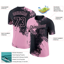 Load image into Gallery viewer, Custom Black Light Pink 3D Pattern Design Abstract Brush Stroke Performance T-Shirt
