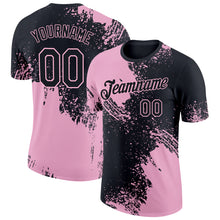 Load image into Gallery viewer, Custom Black Light Pink 3D Pattern Design Abstract Brush Stroke Performance T-Shirt
