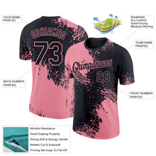 Laden Sie das Bild in den Galerie-Viewer, Custom Black Medium Pink 3D Pattern Design Abstract Brush Stroke Performance T-Shirt
