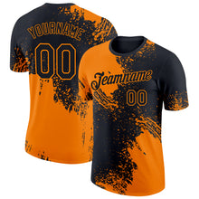 Laden Sie das Bild in den Galerie-Viewer, Custom Black Bay Orange 3D Pattern Design Abstract Brush Stroke Performance T-Shirt
