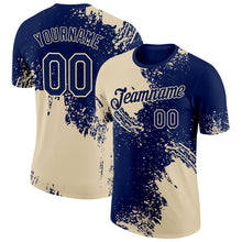 Load image into Gallery viewer, Custom Navy Cream 3D Pattern Design Abstract Brush Stroke Performance T-Shirt
