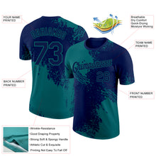 Load image into Gallery viewer, Custom Navy Teal 3D Pattern Design Abstract Brush Stroke Performance T-Shirt
